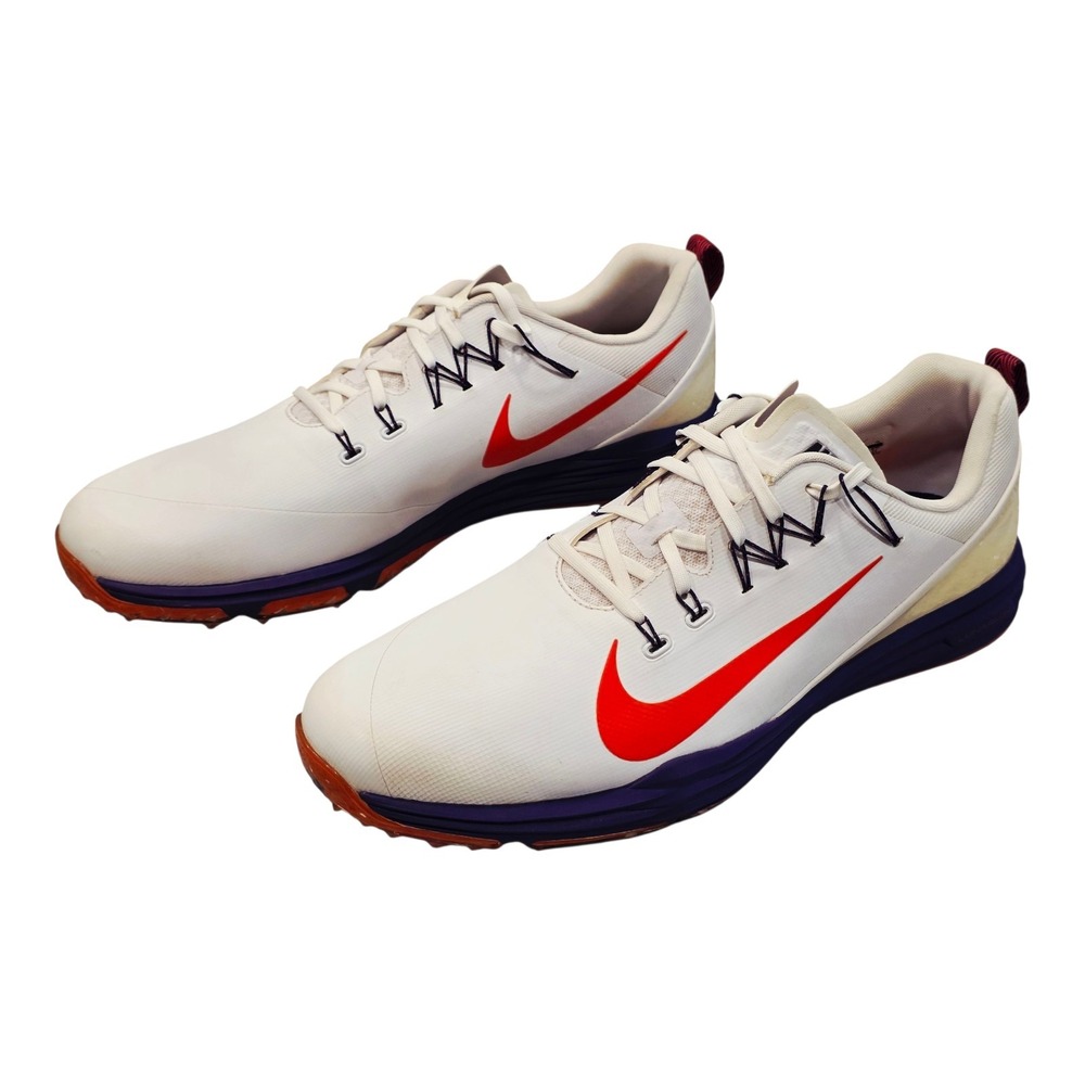 Nike Lunar Command Clemson Tigers Golf Shoes White Orange AA2428-122 Mens 13